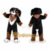 Black Brown White Dog Mascot Costume with Green Bandana Black Brown White Dog Mascot Costume with Green Bandana