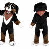 Black Brown White Dog Mascot Costume with Green Bandana