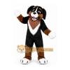 Black Brown White Dog Mascot Costume with Green Bandana Black Brown White Dog Mascot Costume with Green Bandana