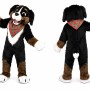 Black Brown White Dog Mascot Costume with Green Bandana