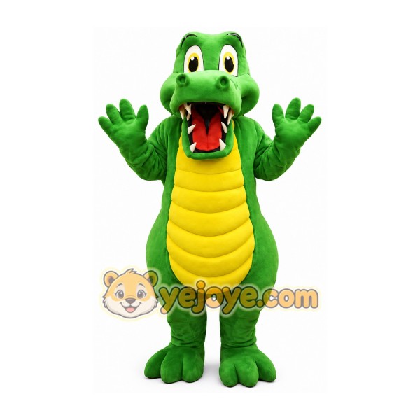 Green Crocodile Mascot Costume with Yellow Belly Green Crocodile Mascot Costume with Yellow Belly