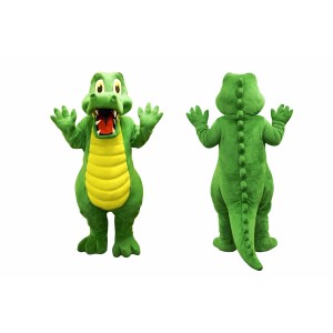 Green Crocodile Mascot Costume with Yellow Belly