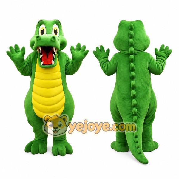 Green Crocodile Mascot Costume with Yellow Belly