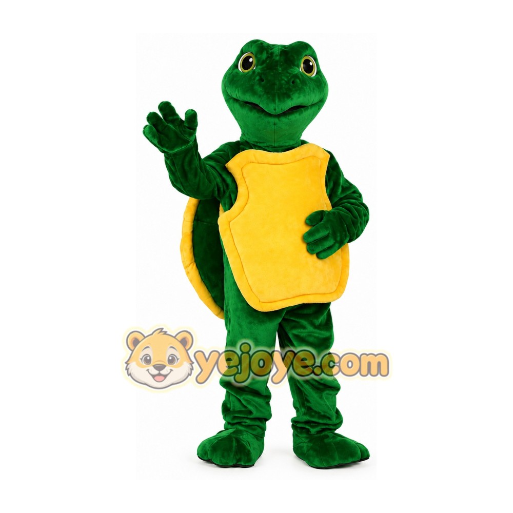 Green Turtle Mascot Costume with Yellow Shell Green Turtle Mascot Costume with Yellow Shell