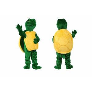 Green Turtle Mascot Costume with Yellow Shell