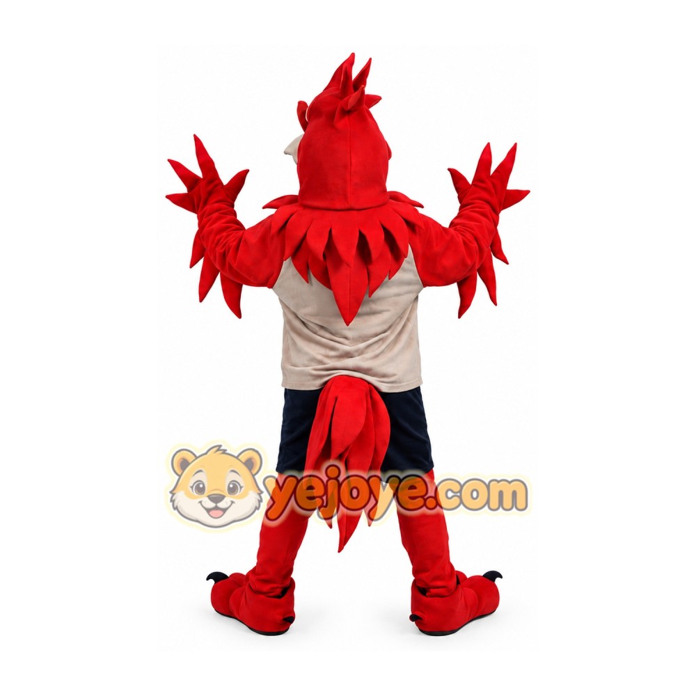 Red Bird Mascot Costume with Beige Shirt and Navy Shorts Red Bird Mascot Costume with Beige Shirt and Navy Shorts