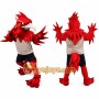 Red Bird Mascot Costume with Beige Shirt and Navy Shorts