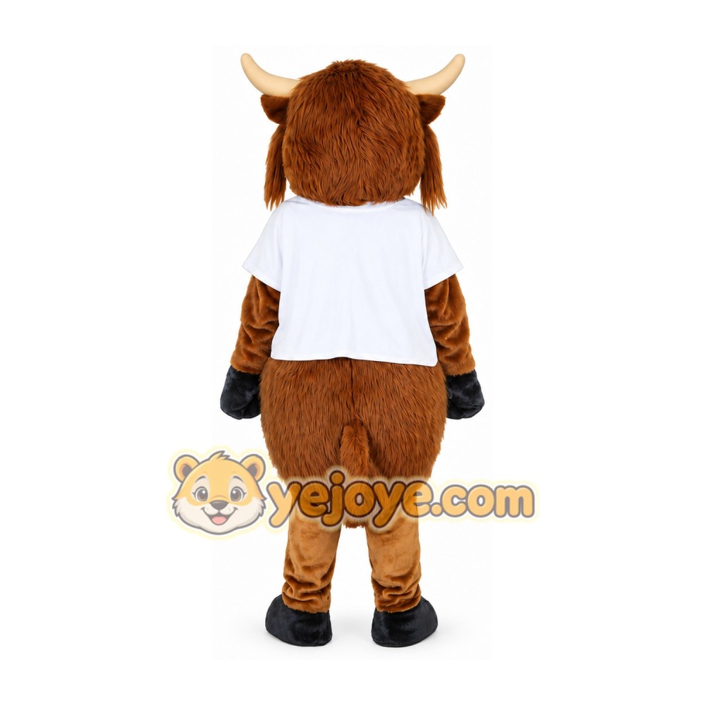 Brown Bull Mascot Costume with White T-Shirt Brown Bull Mascot Costume with White T-Shirt