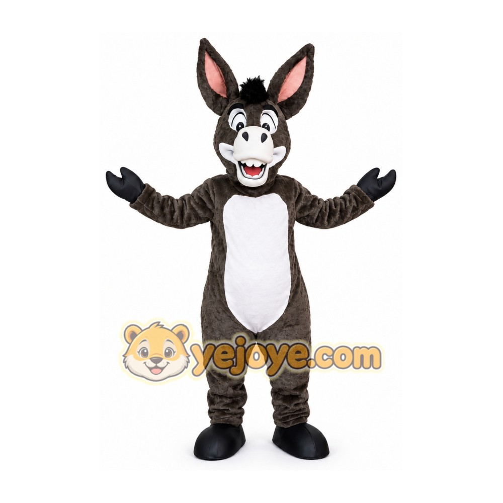 Gray Donkey Mascot Costume with White Belly
