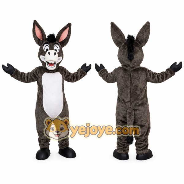 Gray Donkey Mascot Costume with White Belly