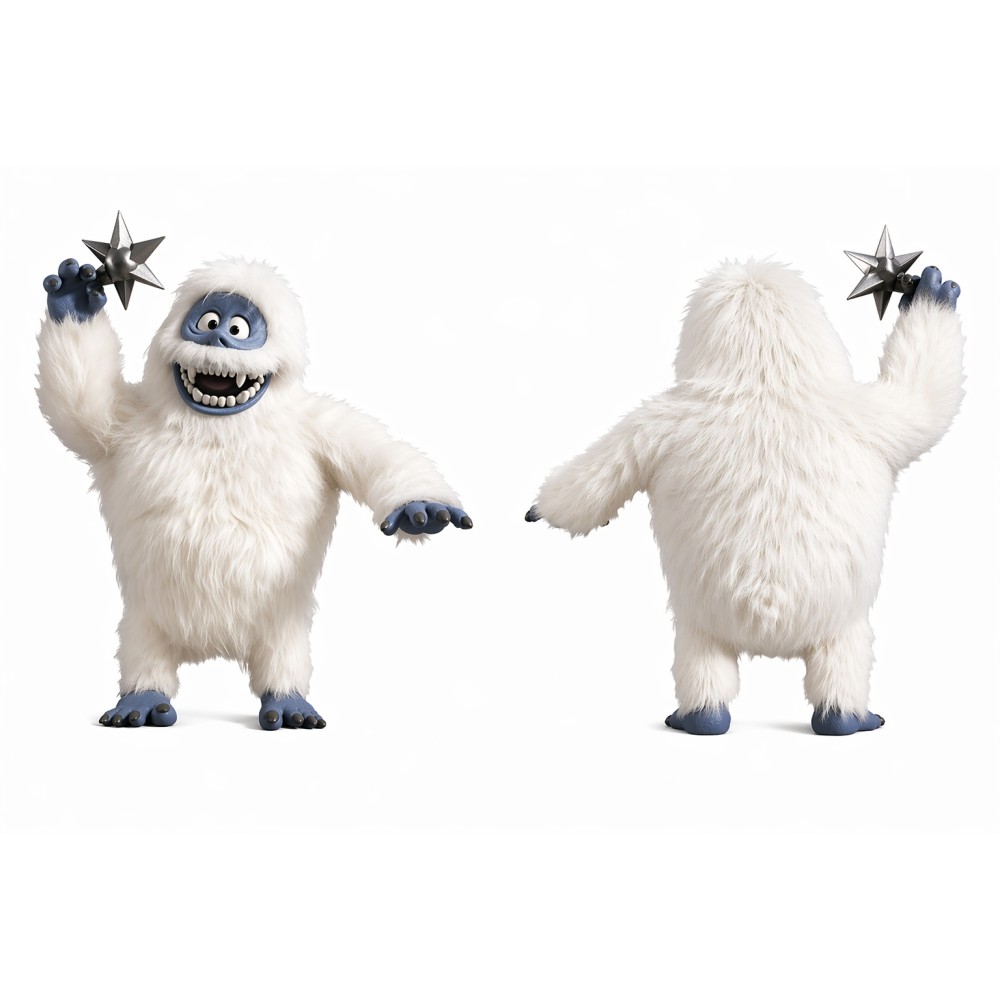 White Yeti Mascot Costume with Blue Face and Feet