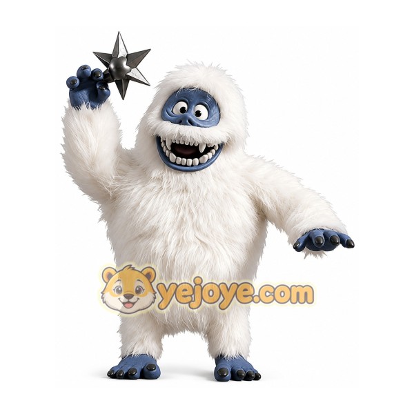 White Yeti Mascot Costume with Blue Face and Feet