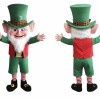 Green and Red Leprechaun Mascot Costume with Striped Socks