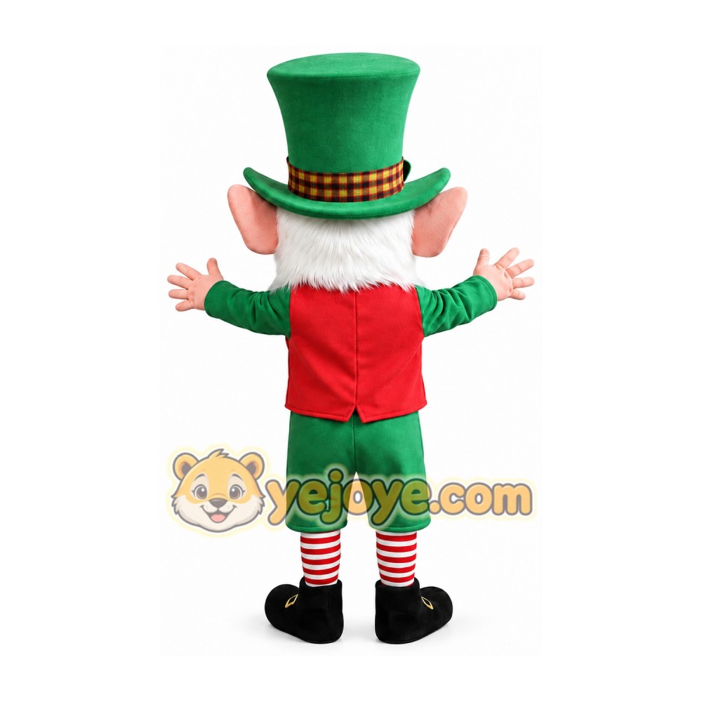 Green and Red Leprechaun Mascot Costume with Striped Socks Green and Red Leprechaun Mascot Costume with Striped Socks