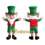 Green and Red Leprechaun Mascot Costume with Striped Socks