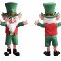 Green and Red Leprechaun Mascot Costume with Striped Socks