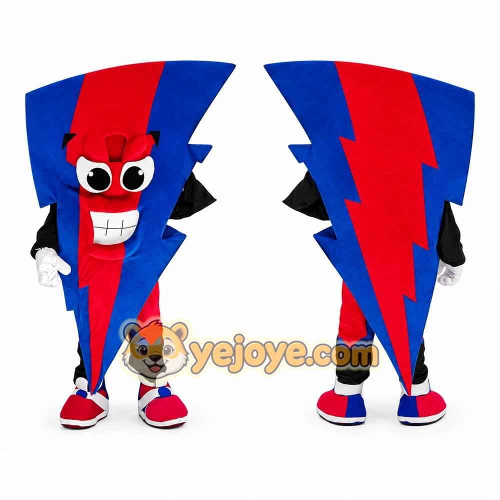 Red and Blue Lightning Bolt Mascot Costume