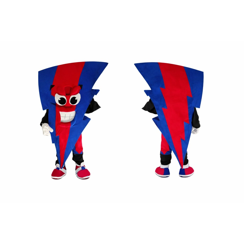 Red and Blue Lightning Bolt Mascot Costume