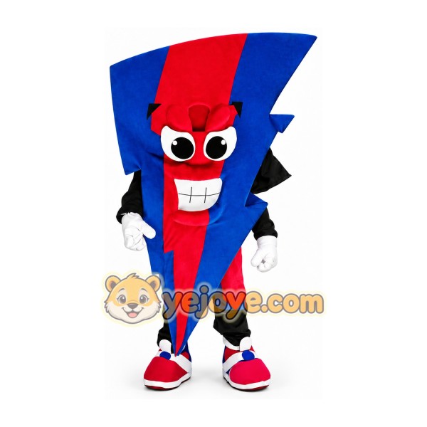 Red and Blue Lightning Bolt Mascot Costume