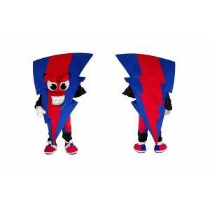 Red and Blue Lightning Bolt Mascot Costume