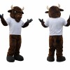 Dark Brown Bull Mascot Costume with White T-Shirt