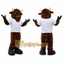 Dark Brown Bull Mascot Costume with White T-Shirt