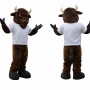 Dark Brown Bull Mascot Costume with White T-Shirt