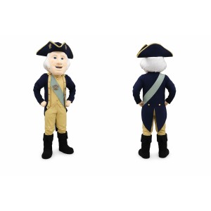 Blue and Beige Colonial Gentleman Mascot Costume