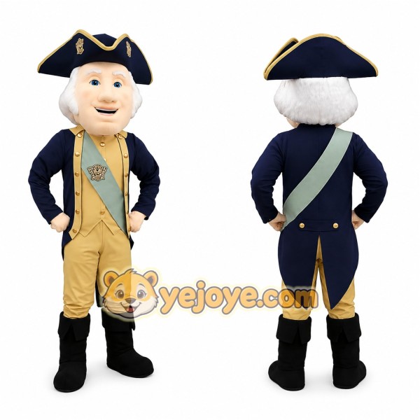 Blue and Beige Colonial Gentleman Mascot Costume