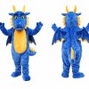 Blue and Yellow Dragon Mascot Costume with Wings
