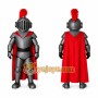 Silver Knight Mascot Costume with Red Cape