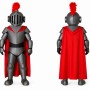 Silver Knight Mascot Costume with Red Cape