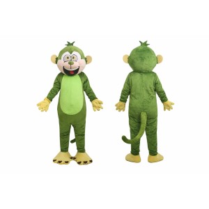 Green Monkey Mascot Costume with Yellow Hands and Feet