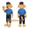 Tan Police Dog Mascot Costume with Blue Uniform Tan Police Dog Mascot Costume with Blue Uniform