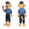 Tan Police Dog Mascot Costume with Blue Uniform