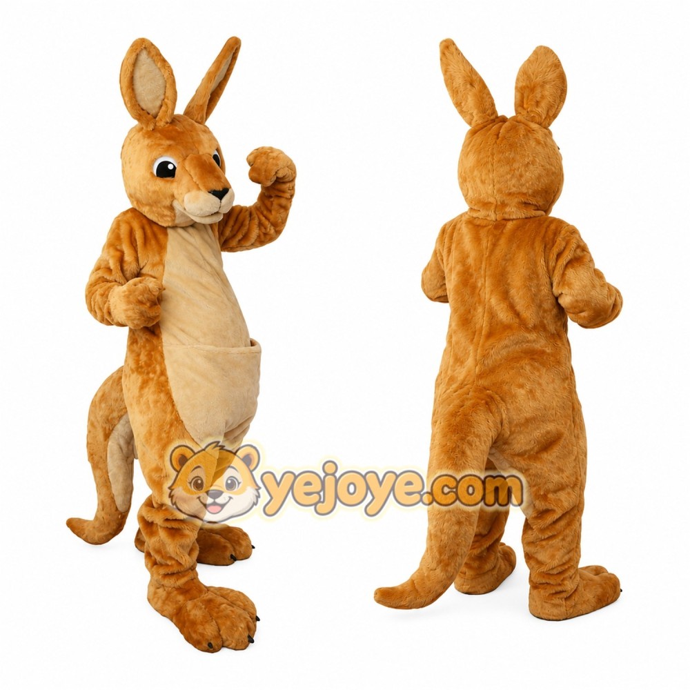 Golden Brown Kangaroo Mascot Costume Golden Brown Kangaroo Mascot Costume