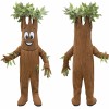 Brown Tree Mascot Costume with Green Leaves