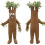 Brown Tree Mascot Costume with Green Leaves