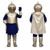Silver Knight Mascot Costume with Navy Blue Outfit