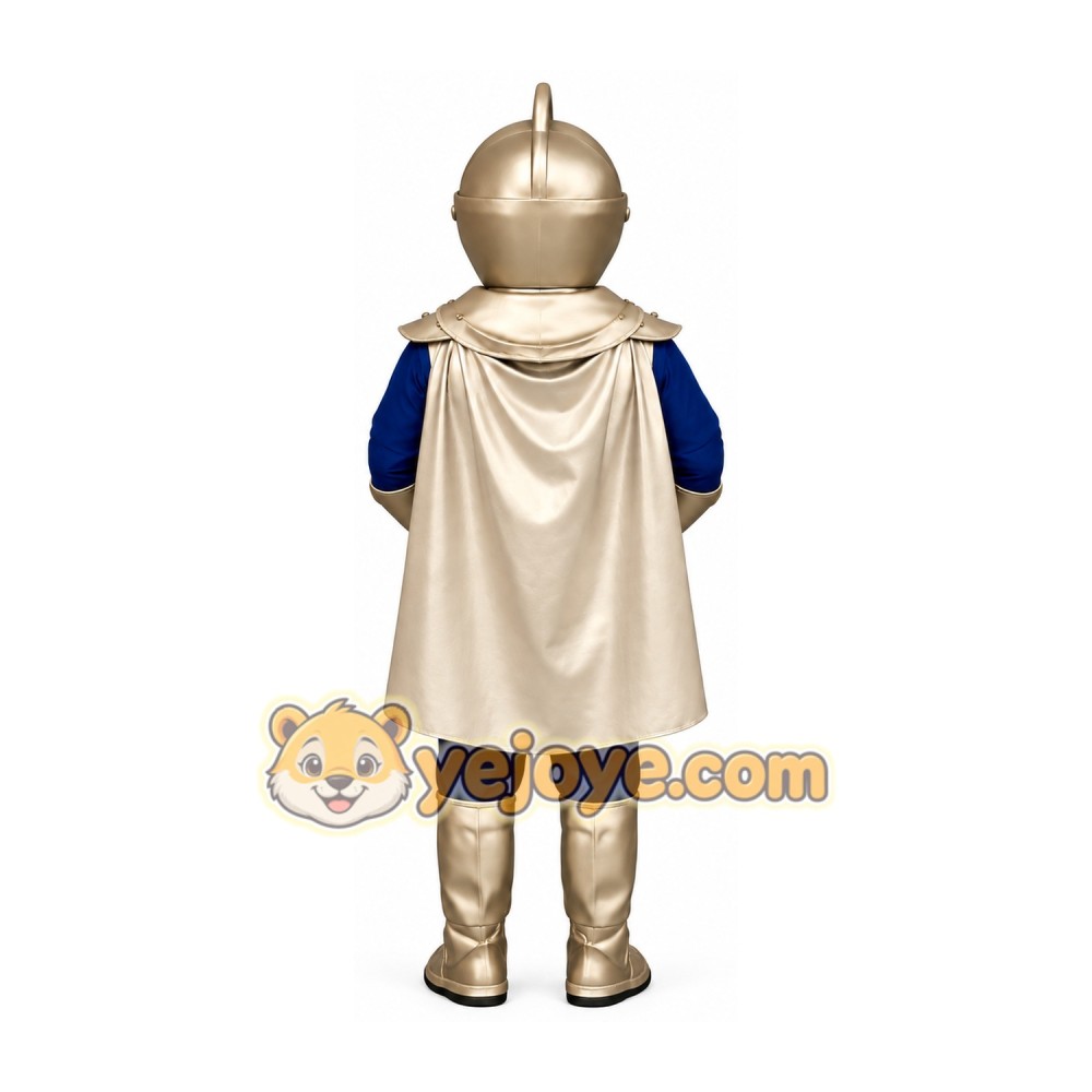 Silver Knight Mascot Costume with Navy Blue Outfit Silver Knight Mascot Costume with Navy Blue Outfit