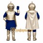Silver Knight Mascot Costume with Navy Blue Outfit