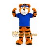 Orange Tiger Mascot Costume with Blue Shirt Orange Tiger Mascot Costume with Blue Shirt
