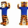 Orange Tiger Mascot Costume with Blue Shirt