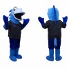 Blue Shark Mascot Costume with Black Outfit