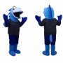 Blue Shark Mascot Costume with Black Outfit