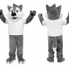 Gray Wolf Mascot Costume with White T-Shirt