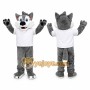Gray Wolf Mascot Costume with White T-Shirt