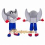 Gray Elephant Mascot Costume with Blue Shorts