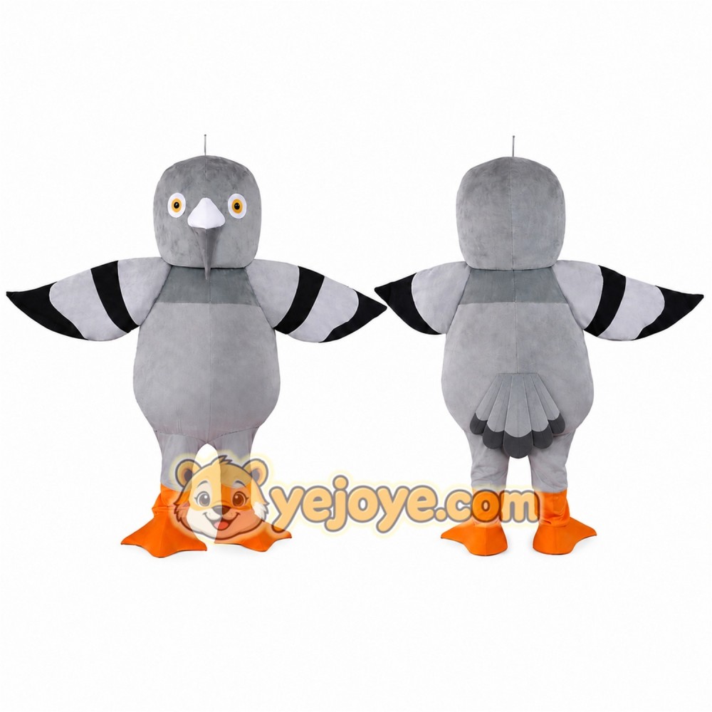 Gray Pigeon Mascot Costume with Orange Feet Gray Pigeon Mascot Costume with Orange Feet