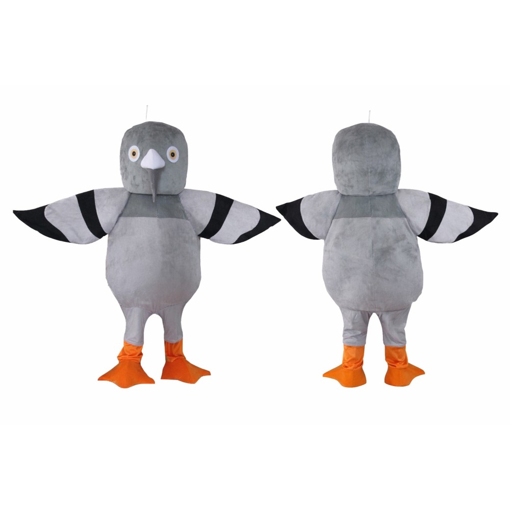 Gray Pigeon Mascot Costume with Orange Feet